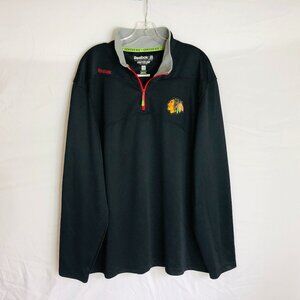 Chicago Blackhawks Men's 2XL Reebok Center Ice Black 1/4 Zip‎ Pullover Shirt